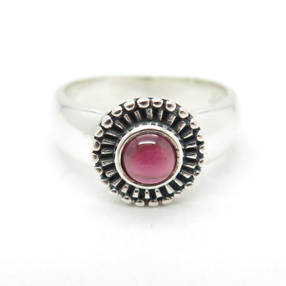 925 Sterling Silver Vintage Real Tourmaline Modernist Flower Ring Size 5.75