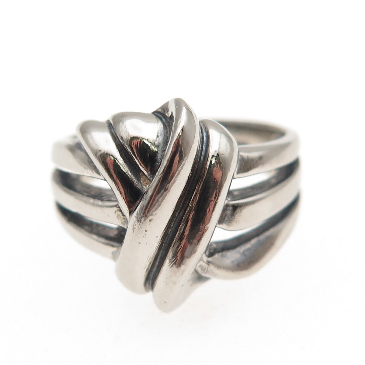 925 Sterling Silver Vintage Modernist Oxidized Ring Size 7
