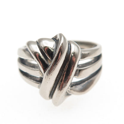 925 Sterling Silver Vintage Modernist Oxidized Ring Size 7