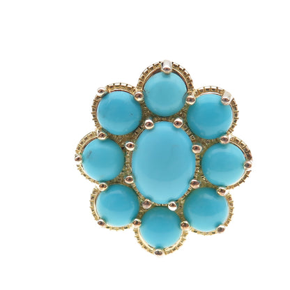 925 Sterling Silver Gold Plated Real Sleeping Beauty Turquoise Ring Size 8.25