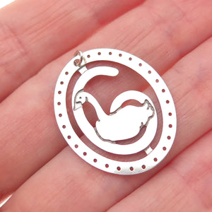 925 Sterling Silver Vintage Number 6 Duck Charm Pendant