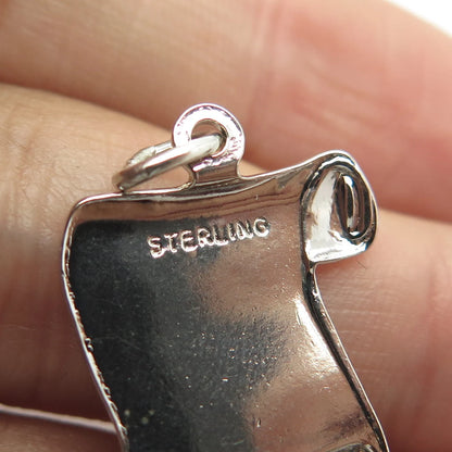 925 Sterling Silver Vintage Enamel Diploma Scroll Charm Pendant