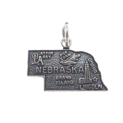 FRENCH & FRANKLIN Sterling Silver Vintage Nebraska Oxidized Minimalist Pendant