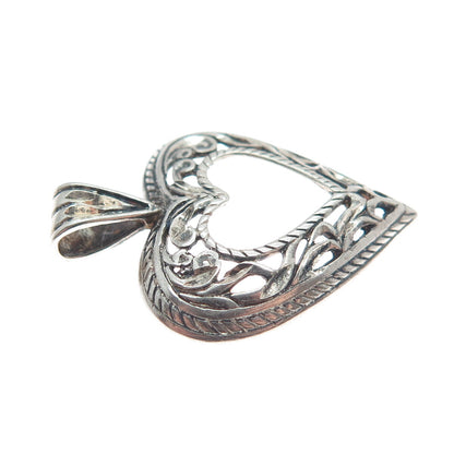 MORNING SUN INC 925 Sterling Silver Vintage Open Heart Pendant