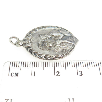 800 Silver Antique Art Deco Romantic Scene Pendant