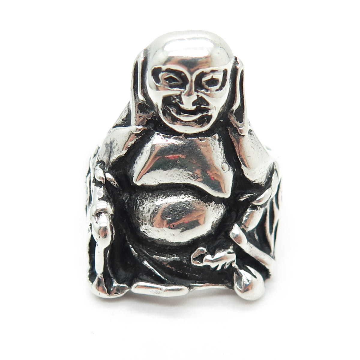 925 Sterling Silver Vintage Buddha Oxidized Ring Size 10