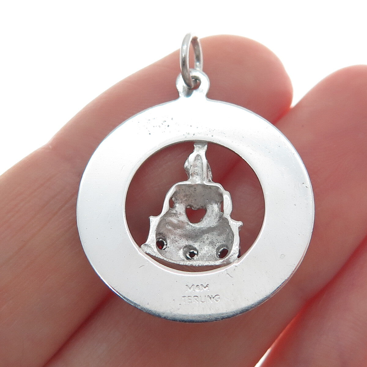 MARC MERCY 925 Sterling Silver Vintage Rhinestone "Happy Birthday" Cake Pendant