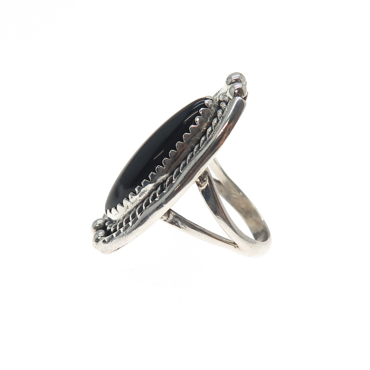 Old Pawn 925 Sterling Silver Vintage Southwestern Black Onyx Ring Size 5.75