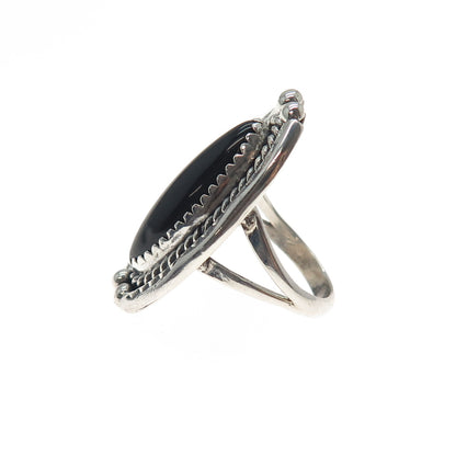 Old Pawn 925 Sterling Silver Vintage Southwestern Black Onyx Ring Size 5.75