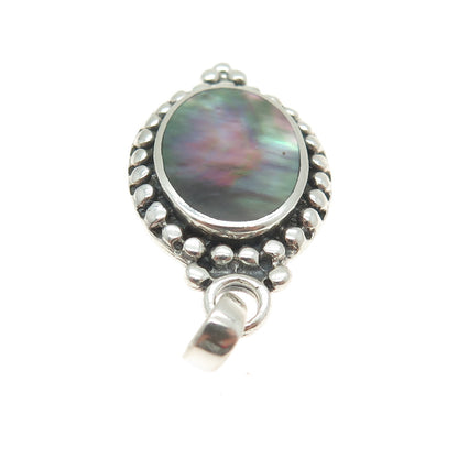 925 Sterling Silver Vintage Real Abalone Shell Beaded Pendant