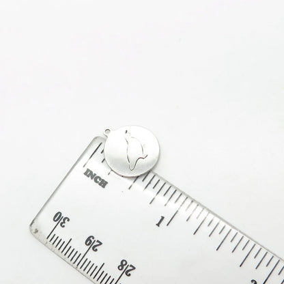 925 Sterling Silver USA Two In Town Raven Bird Charm Pendant