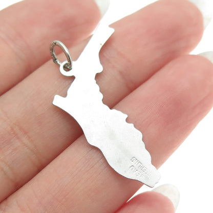 BEAU 925 Sterling Silver Vintage Enamel "Florida" State Map Pendant