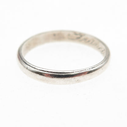 925 Sterling Antique Art Deco Engraved Classic Wedding Band Ring Size 6.75