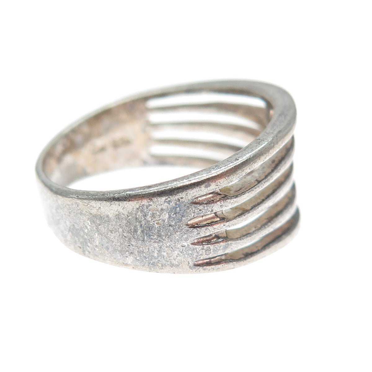CHARLES WINSTON 925 Sterling Silver Vintage 5-Row Oxidized Ring Size 8.5