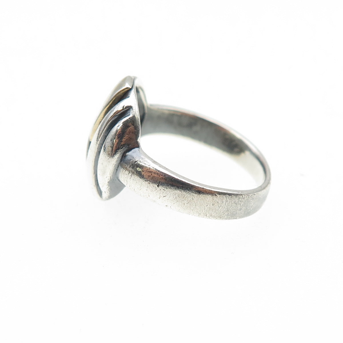 925 Sterling Silver Vintage Modernist Disc Oxidized Ring Size 6.25