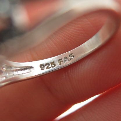 925 Sterling Silver Real Round-Cut Diamond Ring Size 7