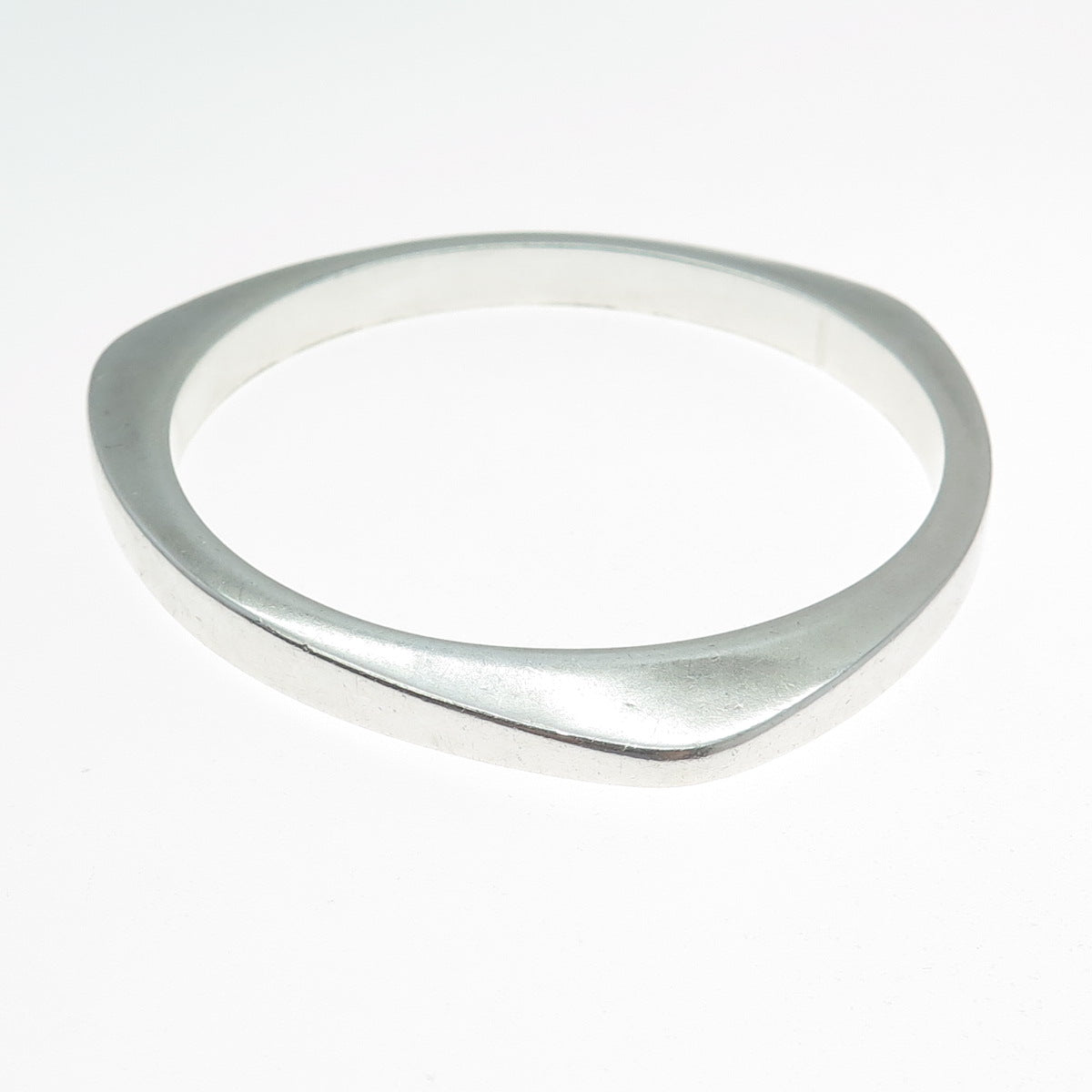 925 Sterling Silver Vintage Mexico Modernist Triangle Bangle Bracelet 8"