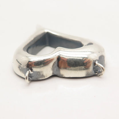 925 Sterling Silver Vintage Open Heart Necklace Central Part