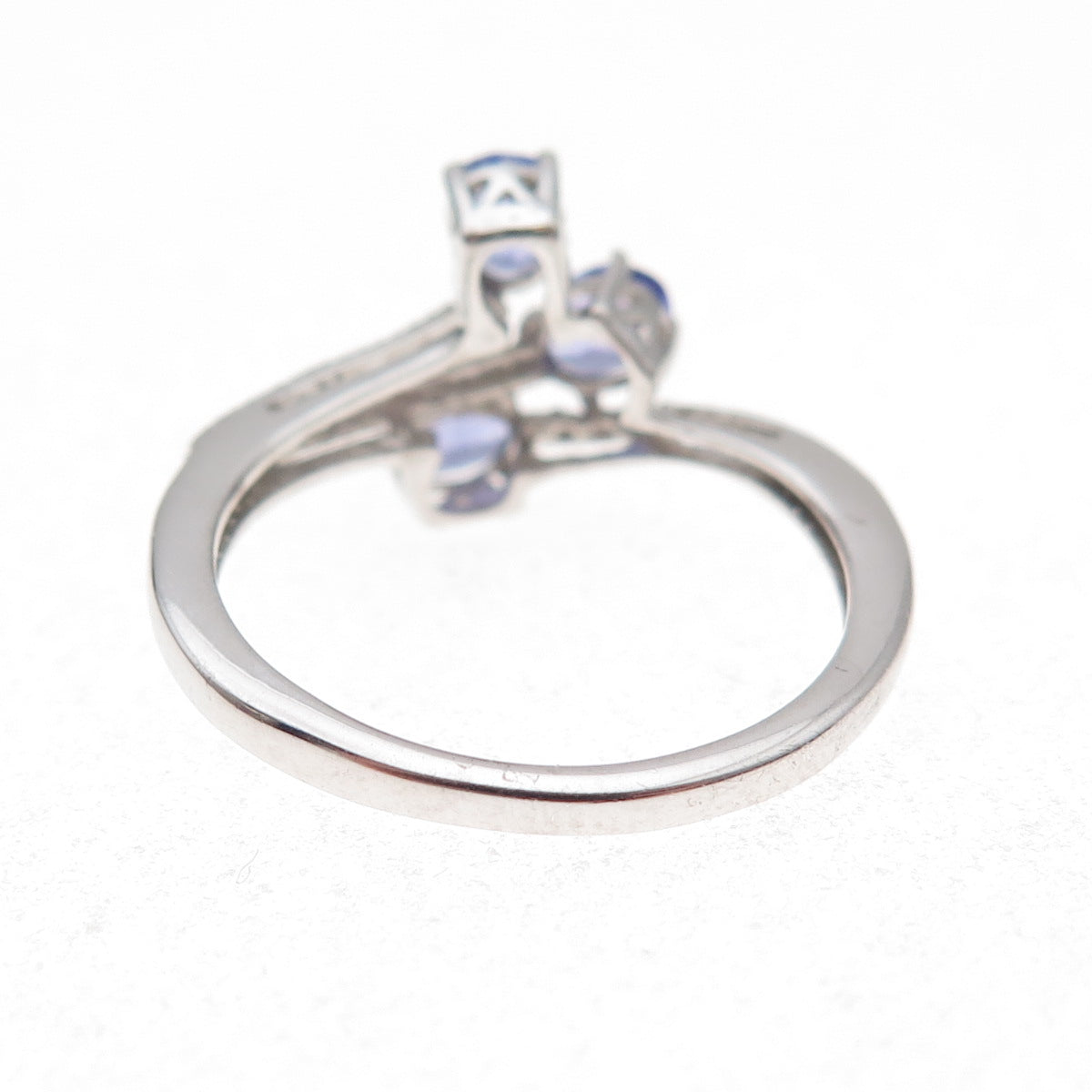 Chuck Clemency 925 Sterling Silver Real Oval-Cut Tanzanite Bypass Ring Size 8.25