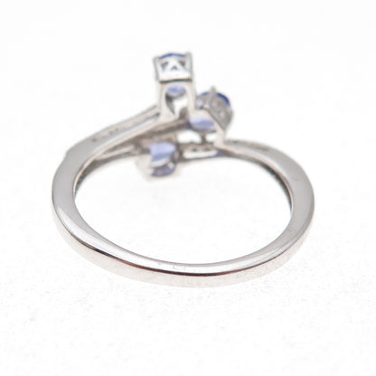 Chuck Clemency 925 Sterling Silver Real Oval-Cut Tanzanite Bypass Ring Size 8.25