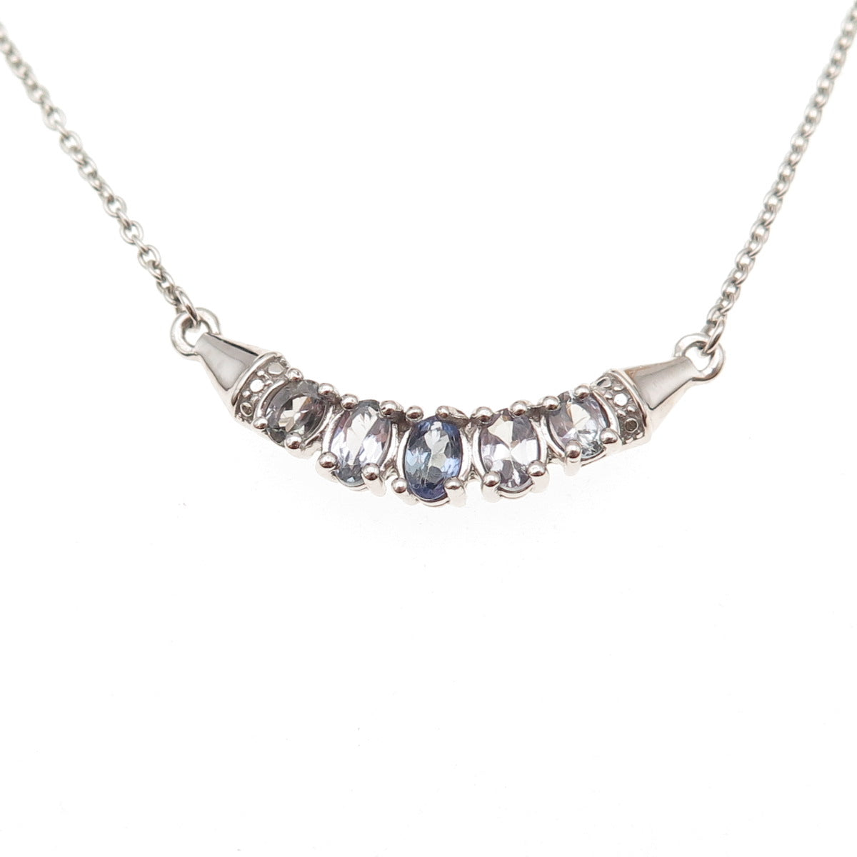 Chuck Clemency 925 Sterling Silver Real Tanzanite Cable Chain Necklace 18"