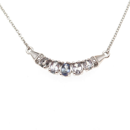 Chuck Clemency 925 Sterling Silver Real Tanzanite Cable Chain Necklace 18"