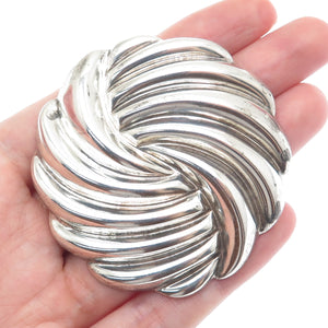 925 Sterling Silver Vintage Mexico Modernist Yin Yang Disc Pin Brooch / Pendant