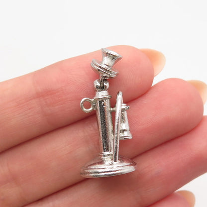 925 Sterling Silver Vintage Wells Candlestick Phone Pendant