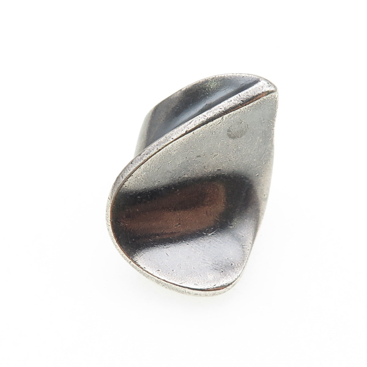 925 Sterling Silver Vintage Modernist Petal Oxidized Ring Size 6.5