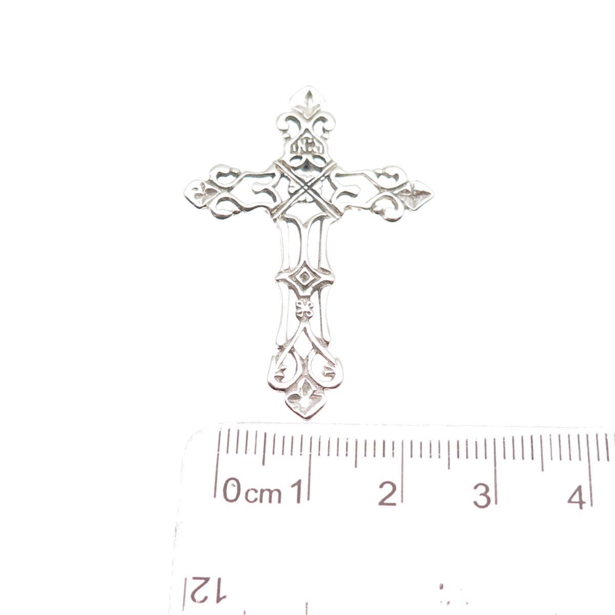 925 Sterling Silver Vintage Fleur de Lis Cross Slide Charm Pendant