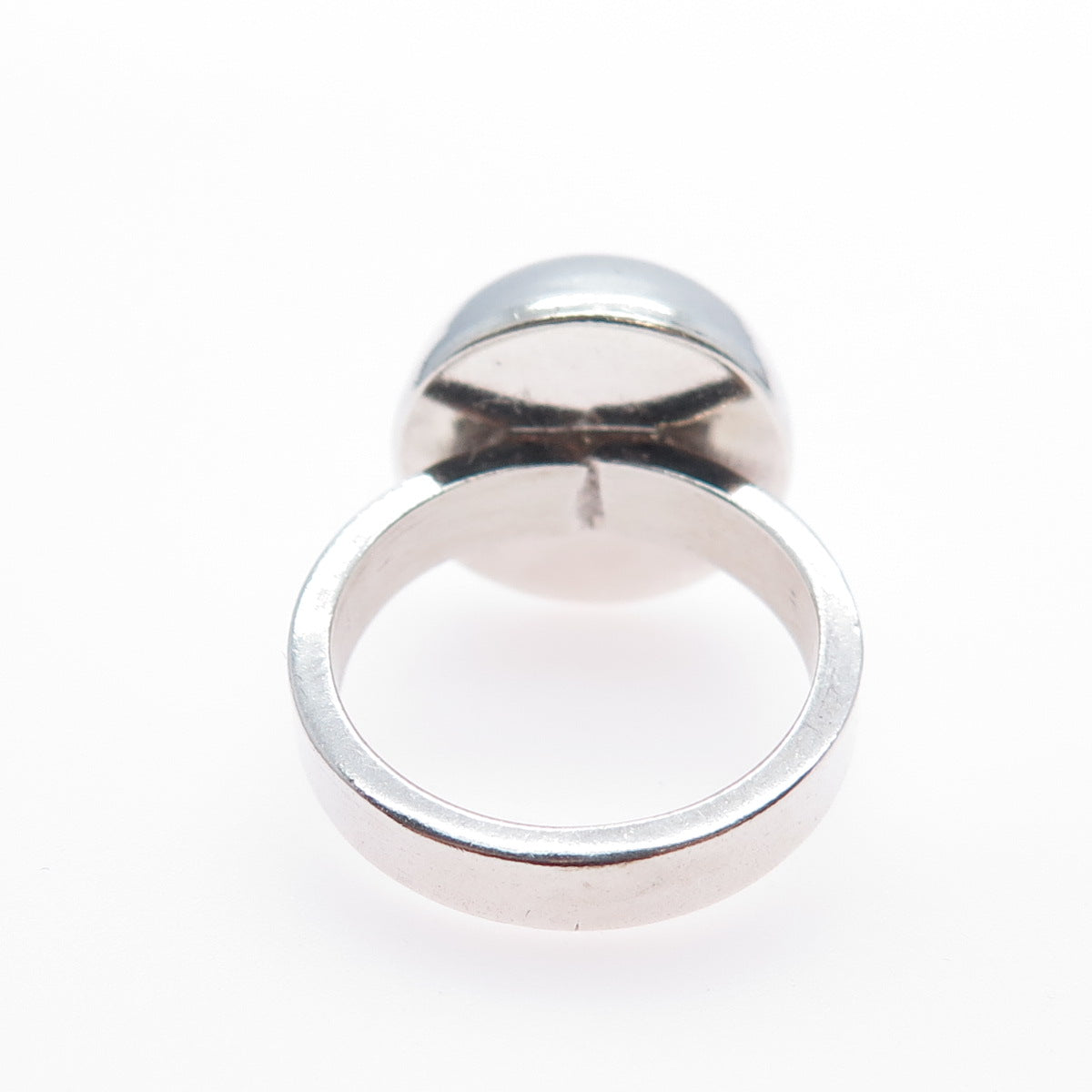 925 Sterling Silver Vintage Modernist Dome Ring Size 7