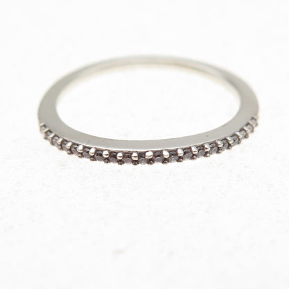 925 Sterling Silver Round-Cut C Z Half Eternity Stackable Band Ring Size 6.75
