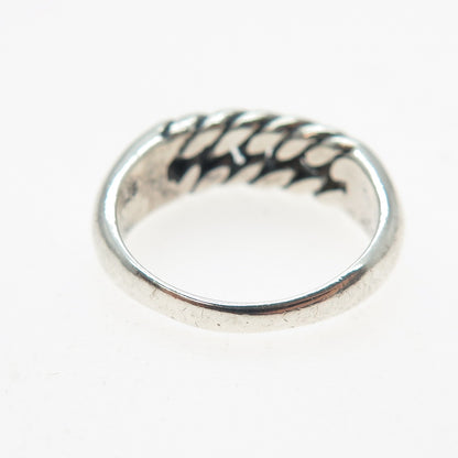 925 Sterling Silver Vintage Curb Chain Oxidized Ring Size 6.25