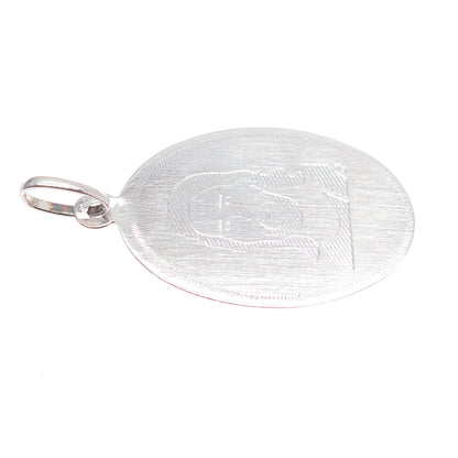 925 Sterling Silver Vintage Engraved Jesus Oval Tag Charm Pendant