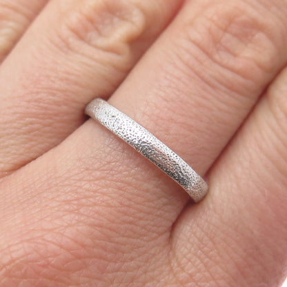 925 Sterling Silver Vintage Textured Stackable Band Ring Size 9.25