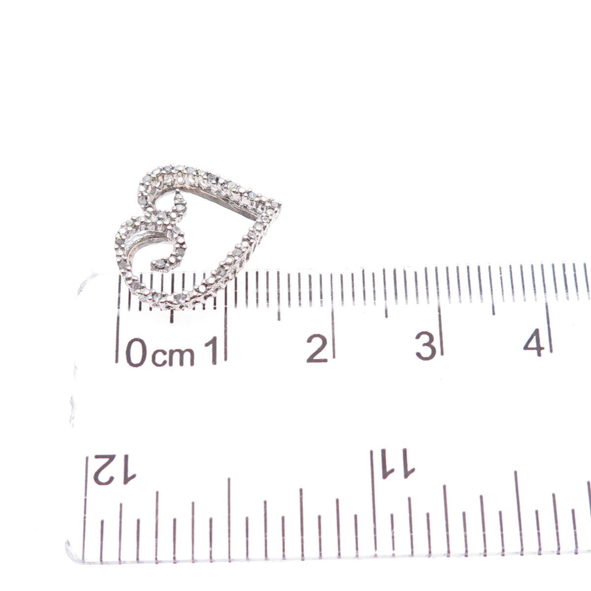 HN HENG NGAI 925 Sterling Silver Real Round-Cut Diamond Heart Mini Slide Pendant