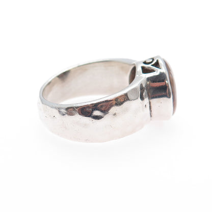 SILPADA 925 Sterling Silver Vintage Real Pearl Modernist Hammered Ring Size 9.25