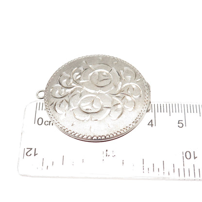 925 Sterling Silver Vintage 1977 LW Birmingham Engraved Floral Locket Pendant