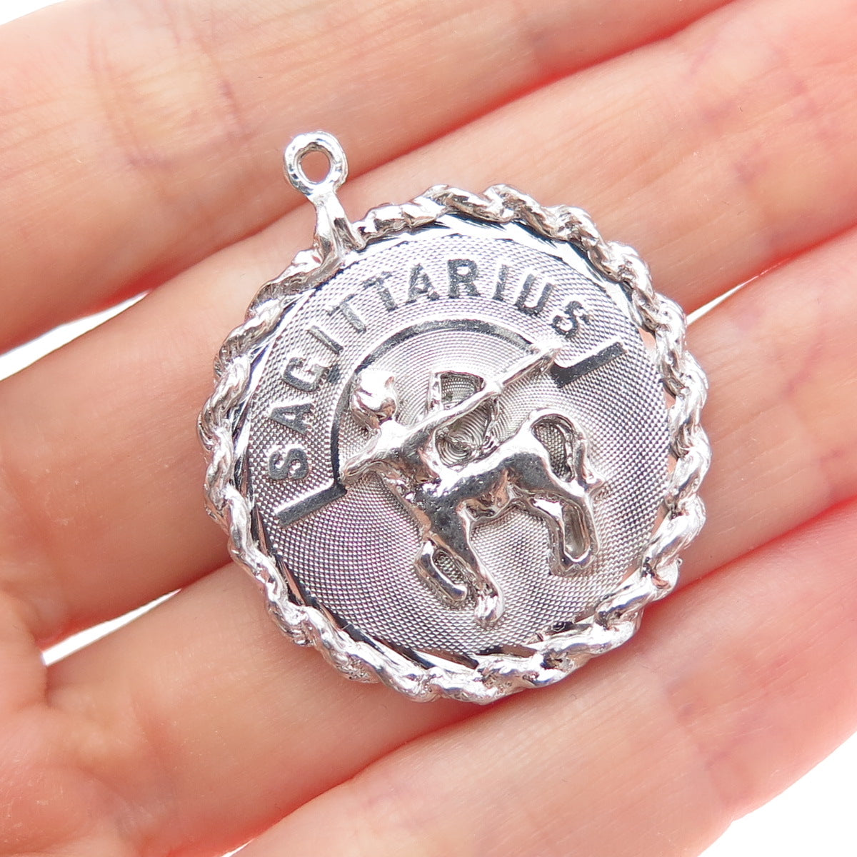 925 Sterling Silver Vintage Sagittarius Zodiac Sign Charm Pendant