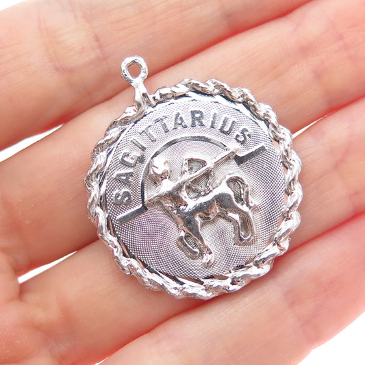 925 Sterling Silver Vintage Sagittarius Zodiac Sign Charm Pendant