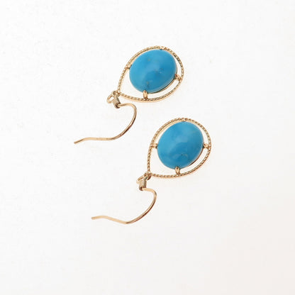 Tehya Oyama Sterling Silver Gold Plated Real Sleeping Beauty Turquoise Earrings