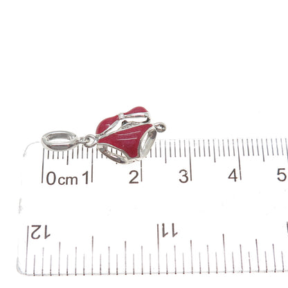 925 Sterling Silver Vintage Red Enamel Bikini Minimalist Charm Pendant