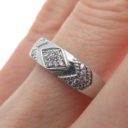 925 Sterling Silver Round-Cut C Z Sparkle Band Ring Size 7.25