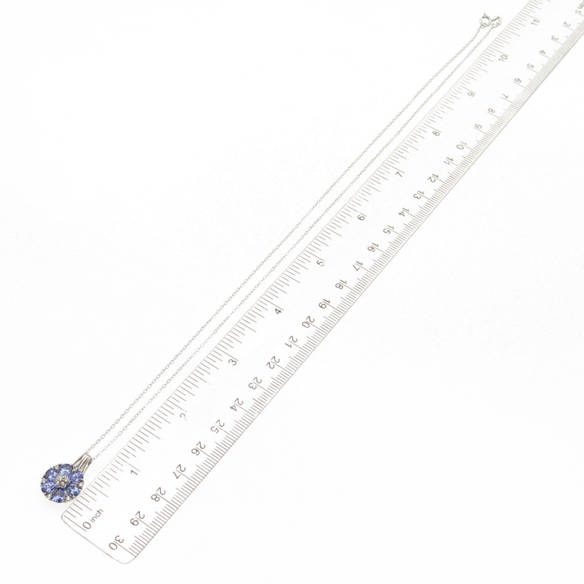 Chuck Clemency 925 Sterling Silver Real Tanzanite White Topaz Chain Necklace 20"