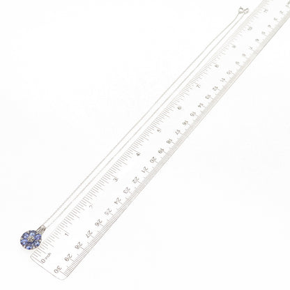 Chuck Clemency 925 Sterling Silver Real Tanzanite White Topaz Chain Necklace 20"