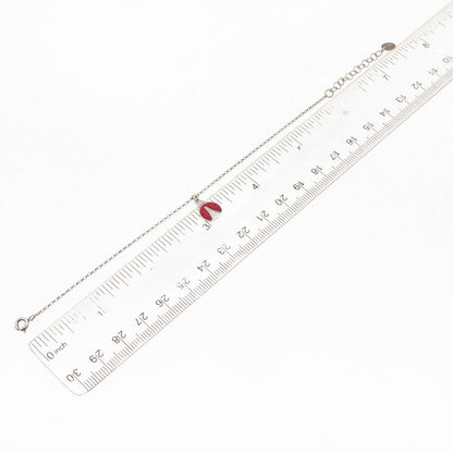 Stroili 925 Sterling Silver Italy Enamel Ladybug Rolo Link Bracelet 6.25-7.25"