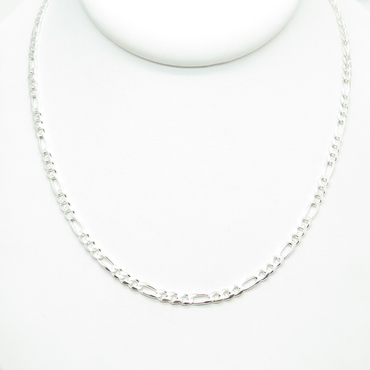 925 Sterling Silver Italy Figaro Chain Necklace 20"