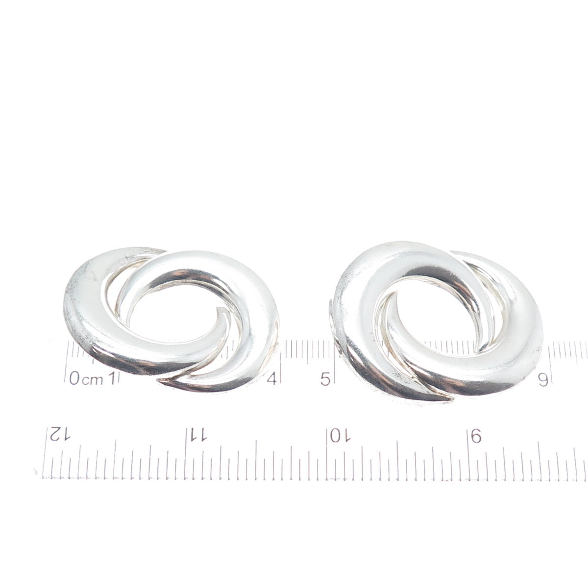 925 Sterling Silver Vintage Mexico Modernist Crescent Yin Yang Earrings