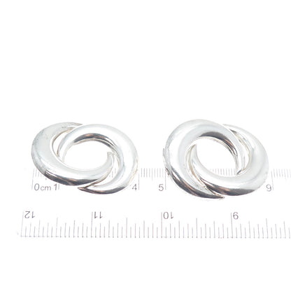 925 Sterling Silver Vintage Mexico Modernist Crescent Yin Yang Earrings