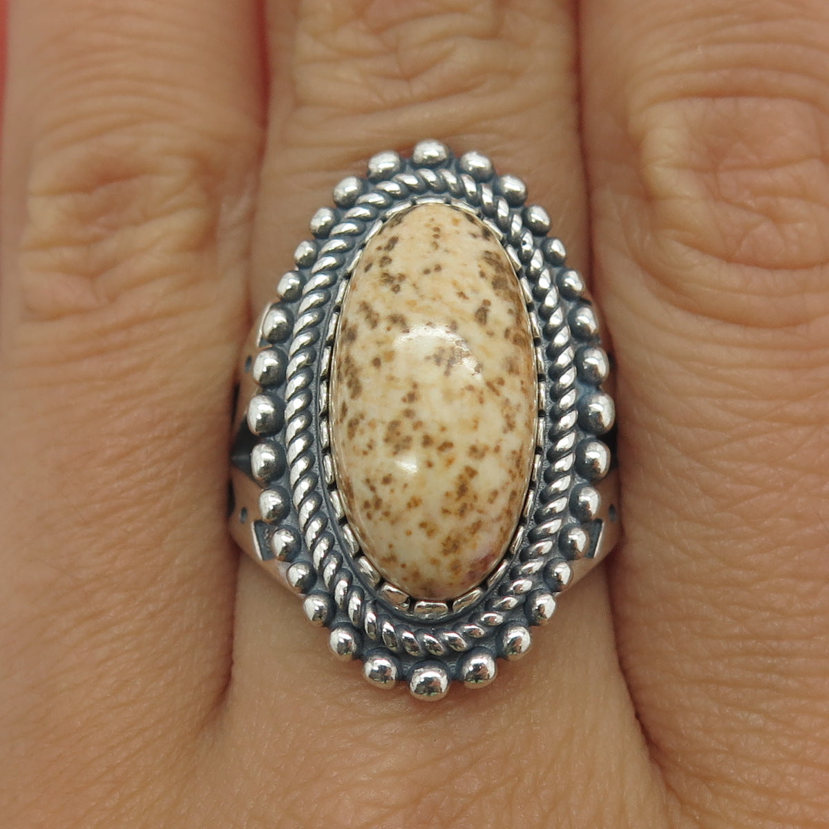 CAROLYN POLLACK & AMERICAN WEST 925 Sterling Silver Vintage Jasper Ring Size 8